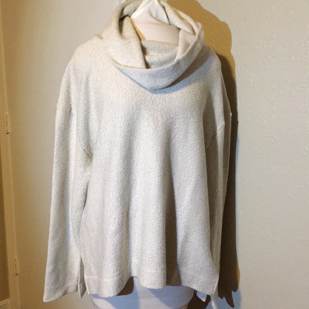 Ava & Viv Cowl-Neck Gold Metallic Sparkle & Cream Sweater size X